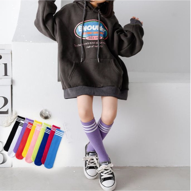 Girls 5-12 Years one Size fit all Cotton Socks with White Stripes Set of 7 Pairs KS214